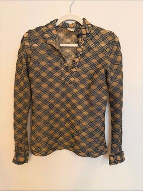 MIA Plaid Long-Sleeve Top in Mustard and Navy